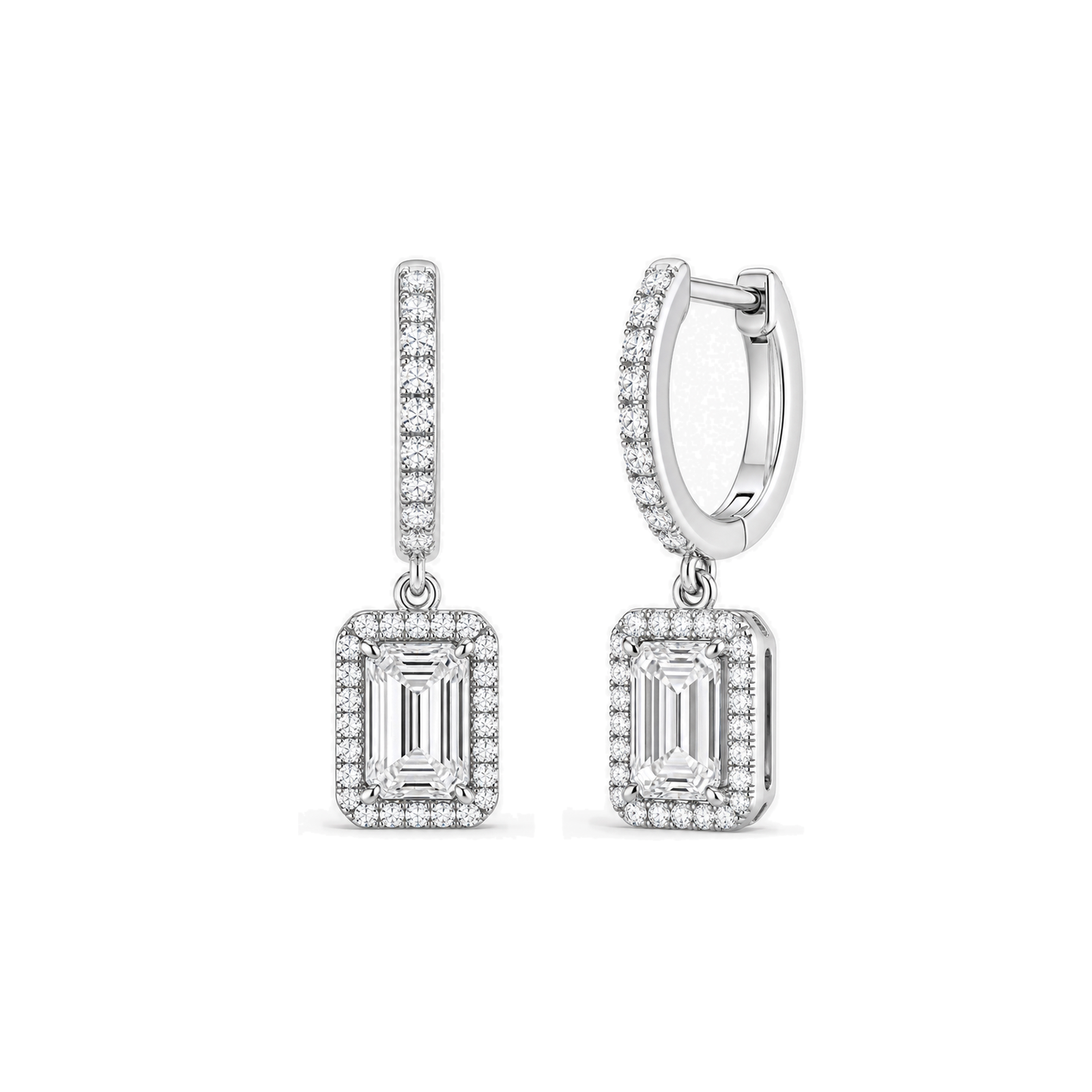 Bellamy Luxe Drop Huggie Hoop Lab Grown Diamond Hoop Earrings in 18K White Gold