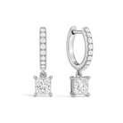 Fiorella Accented Drop Huggie Hoop Lab Grown Diamond Hoop Earrings in 18K White Gold