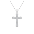Zelie Flare Edge Cross Lab Grown Diamond Pendant Necklace in 14K White Gold