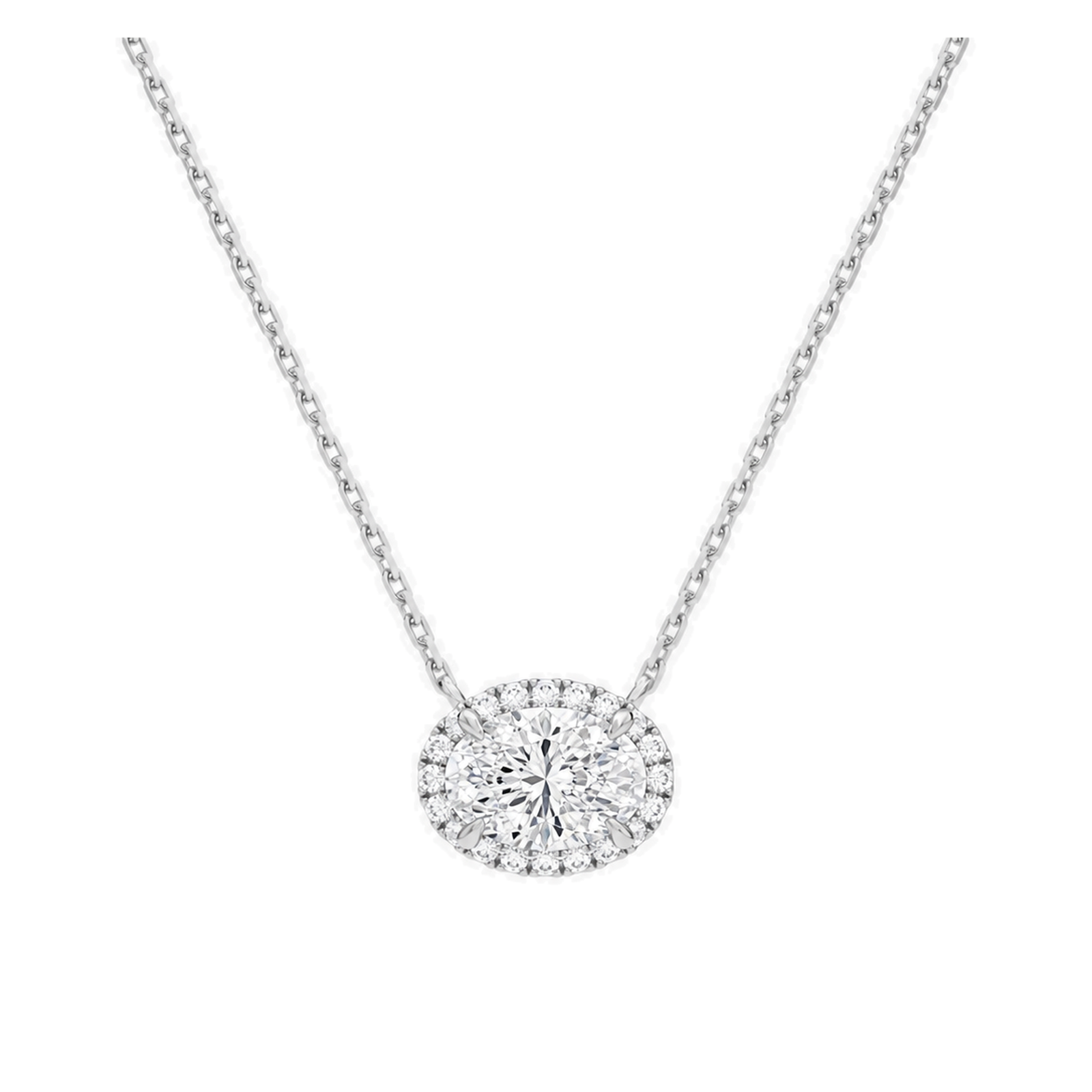 Jessa Halo Lab Grown Diamond Necklace in 14K White Gold