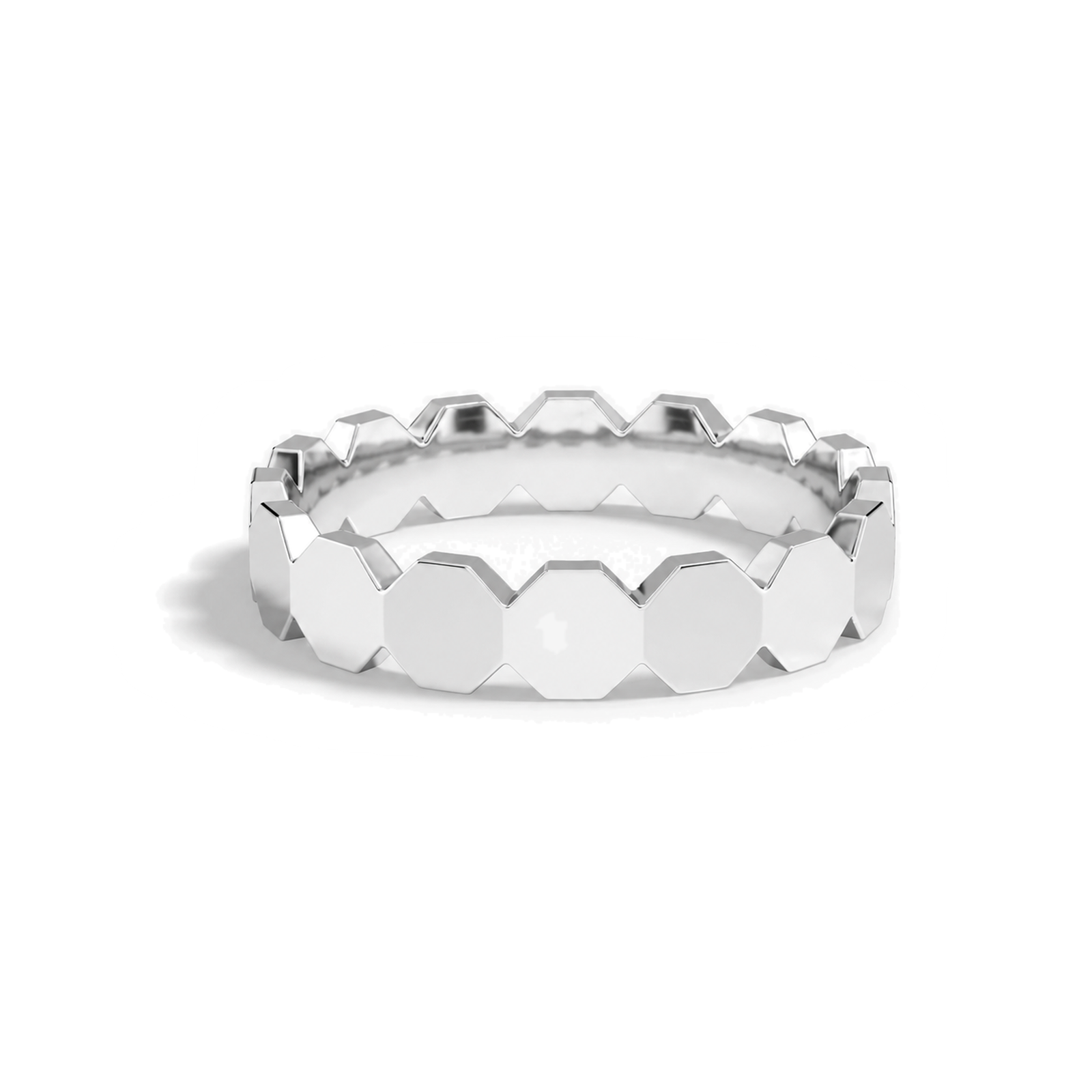 Romilly All Around Octagon Lab Grown Diamond Wedding Band in 18K White Gold