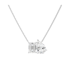 Aviana Emerald & Pear Toi Et Moi Diamond Necklace in Platinum