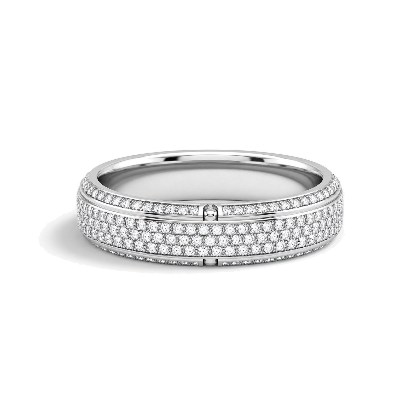 Lenora Beveled Pave Lab Grown Diamond Wedding Band in Platinum