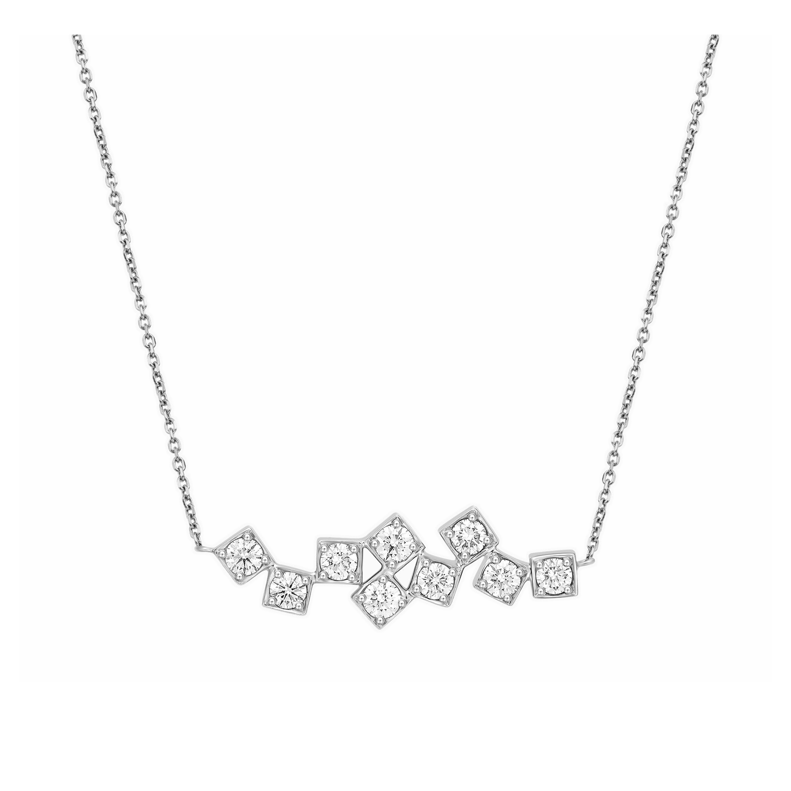 Tindra Ensemble Brilliant Link Lab Grown Diamond Necklace in 14K White Gold
