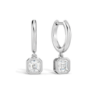 Giselle Bezel Drop Huggie Hoop Lab Grown Diamond Hoop Earrings in 18K White Gold