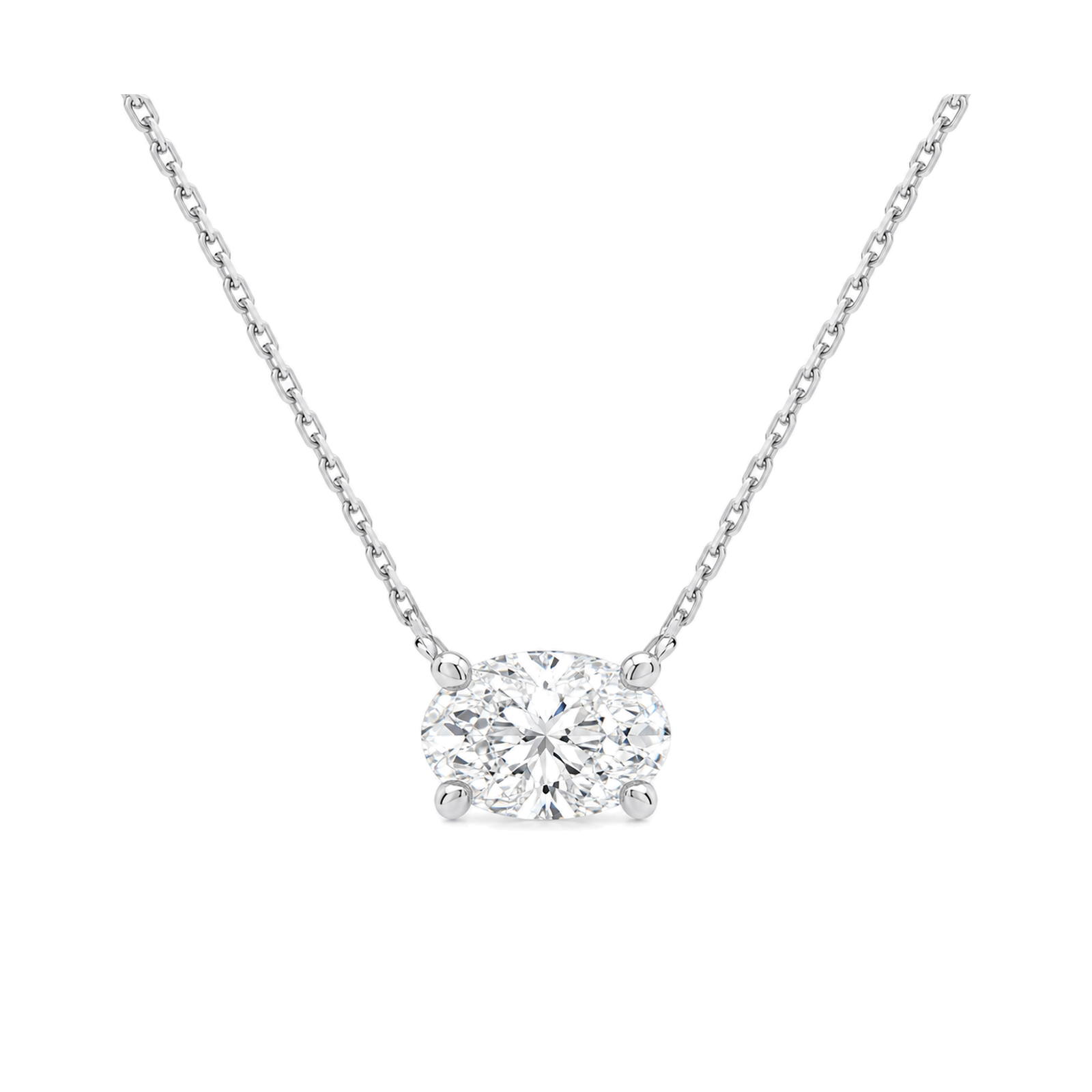 Solenne Solitaire Lab Grown Diamond Necklace in 14K White Gold