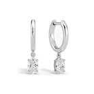 Cerelia Solitaire Drop Huggie Hoop Lab Grown Diamond Hoop Earrings in 14K White Gold