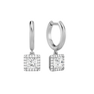 Allegra Halo Drop Huggie Hoop Lab Grown Diamond Hoop Earrings in 14K White Gold