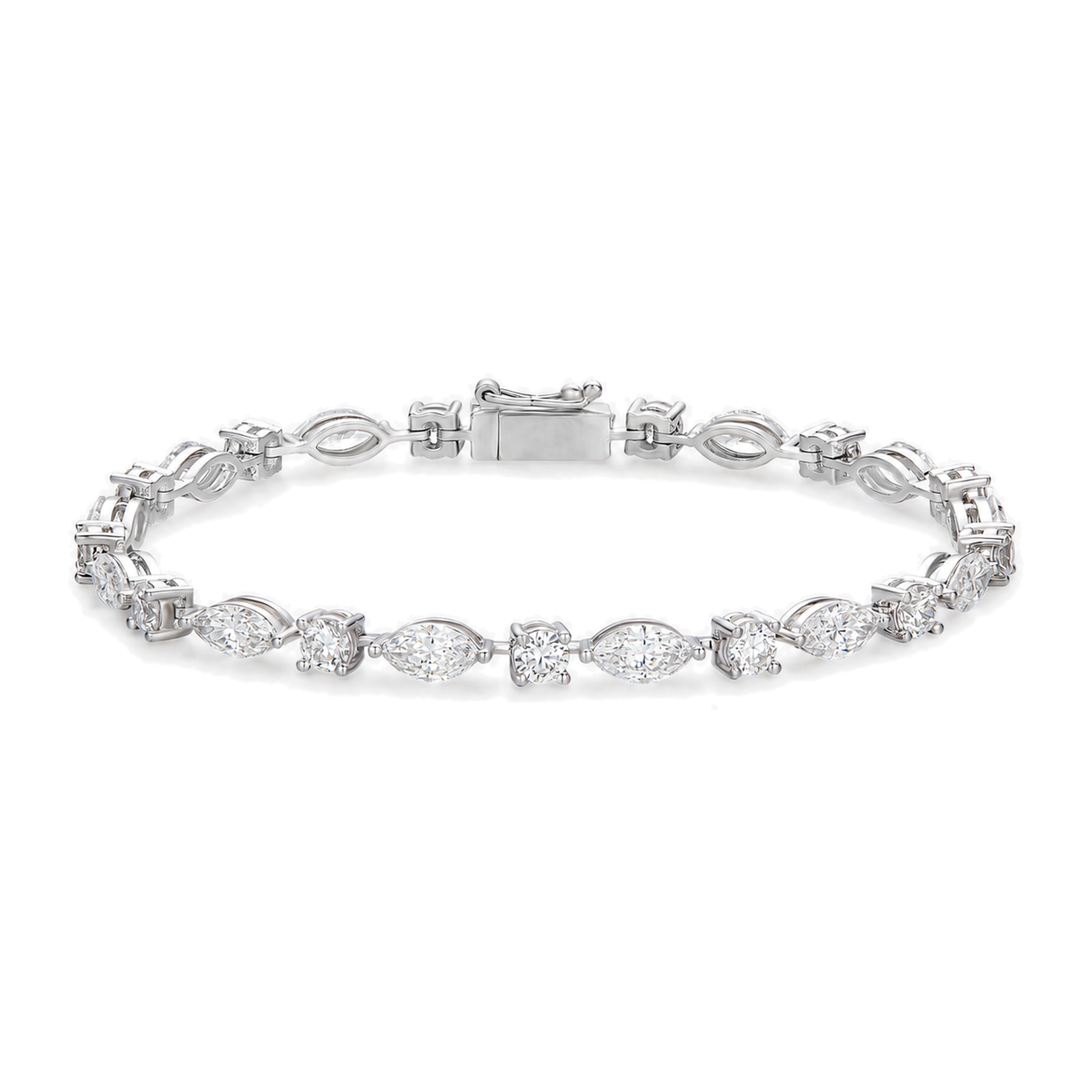Aurelia Multi Shape Lab Grown Diamond Tennis Bracelet in 14K White Gold