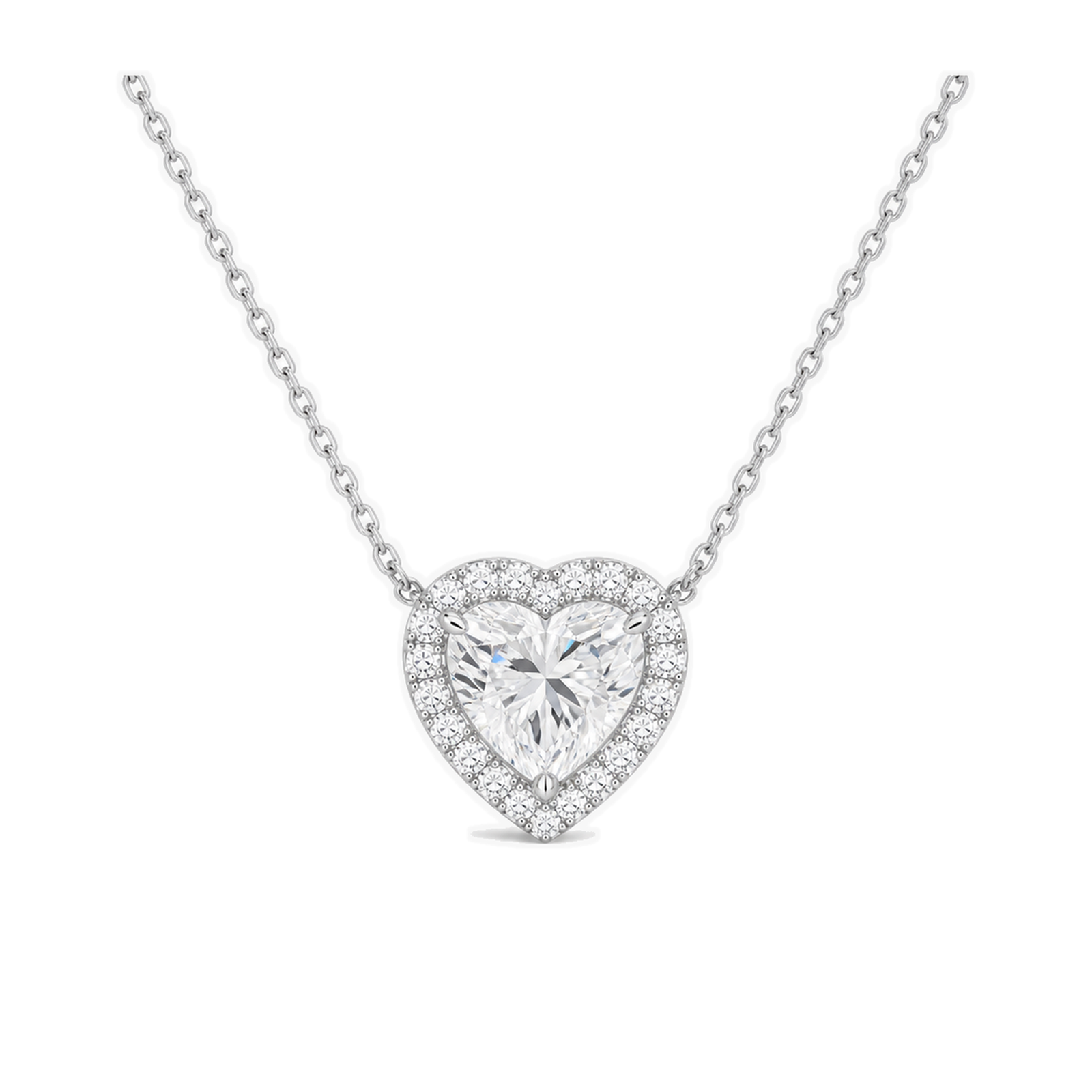 Jessa Halo Lab Grown Diamond Necklace in 14K White Gold