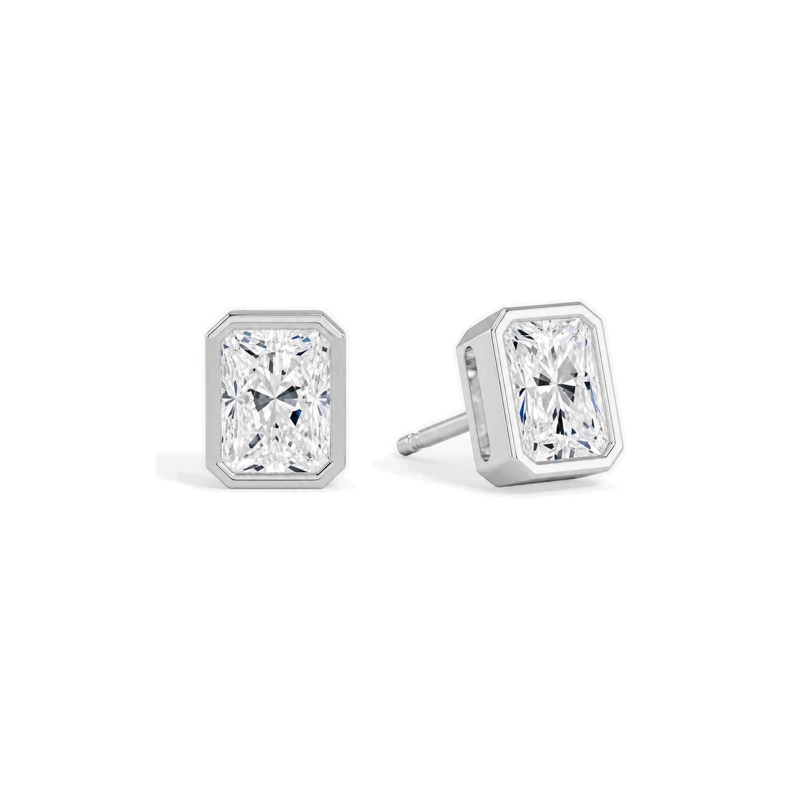 Jolie Bezel Solitaire Lab Grown Diamond Stud Earrings in 14K White Gold