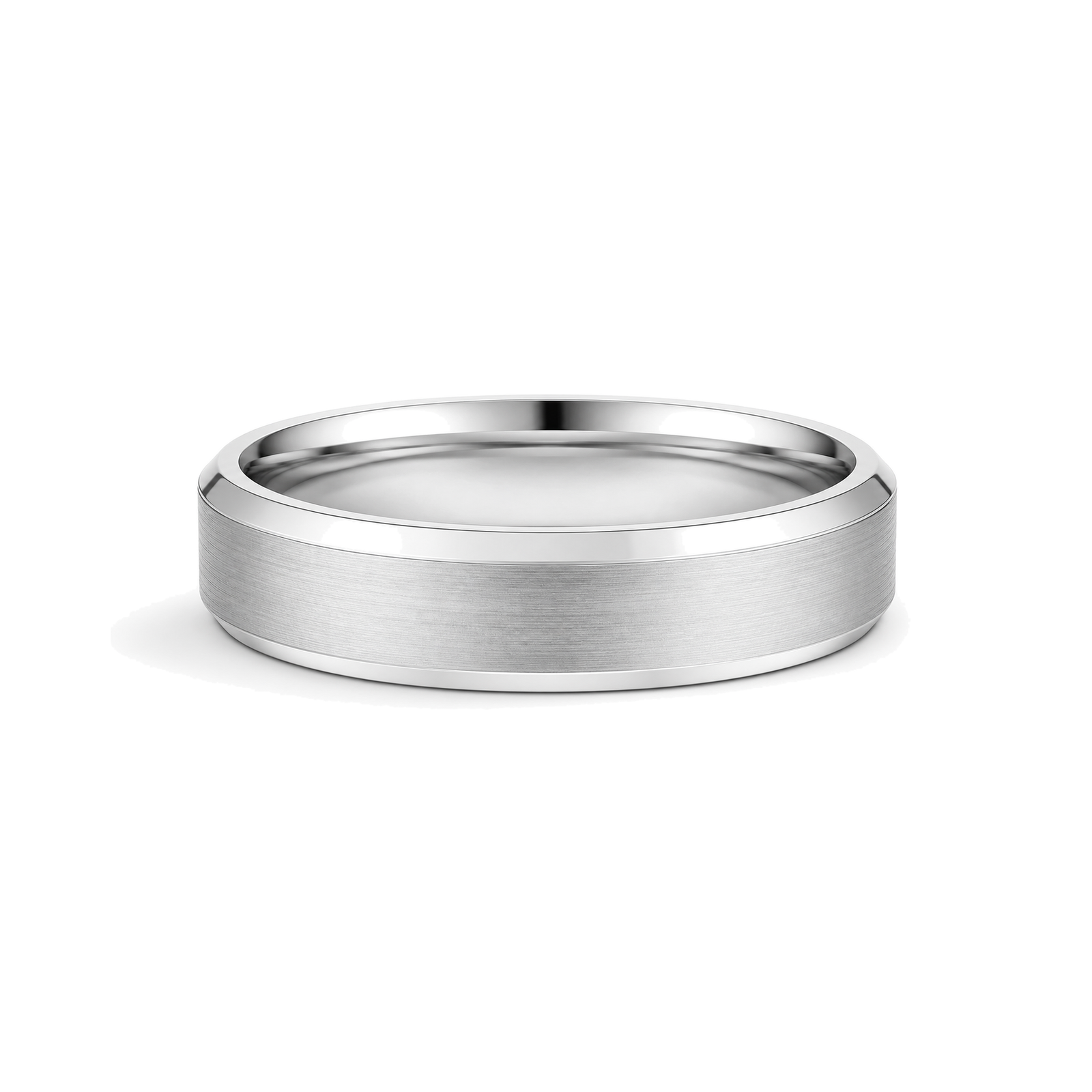 Orla Brushed Beveled Edge Lab Grown Diamond Wedding Band in Platinum