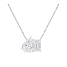 Aviana Pear & Emerald Toi Et Moi Diamond Necklace in 14K White Gold