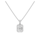 Leona Halo Accented Bail Lab Grown Diamond Pendant Necklace in 18K White Gold