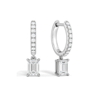 Fiorella Accented Drop Huggie Hoop Lab Grown Diamond Hoop Earrings in 14K White Gold