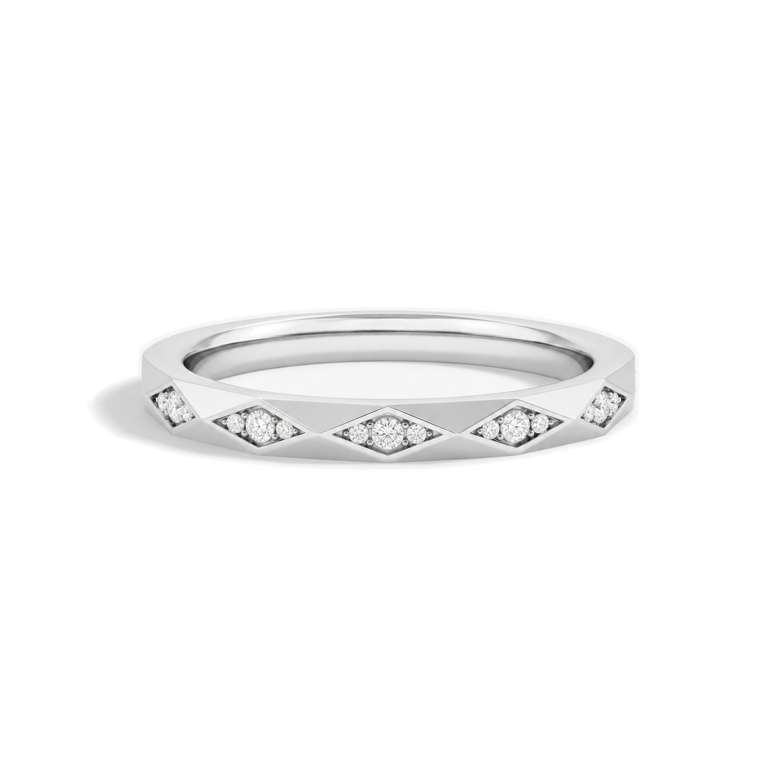 Cora Adorned Faceted Lab Grown Diamond Ring in 14K White Gold