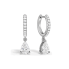 Fiorella Accented Drop Huggie Hoop Lab Grown Diamond Hoop Earrings in 14K White Gold