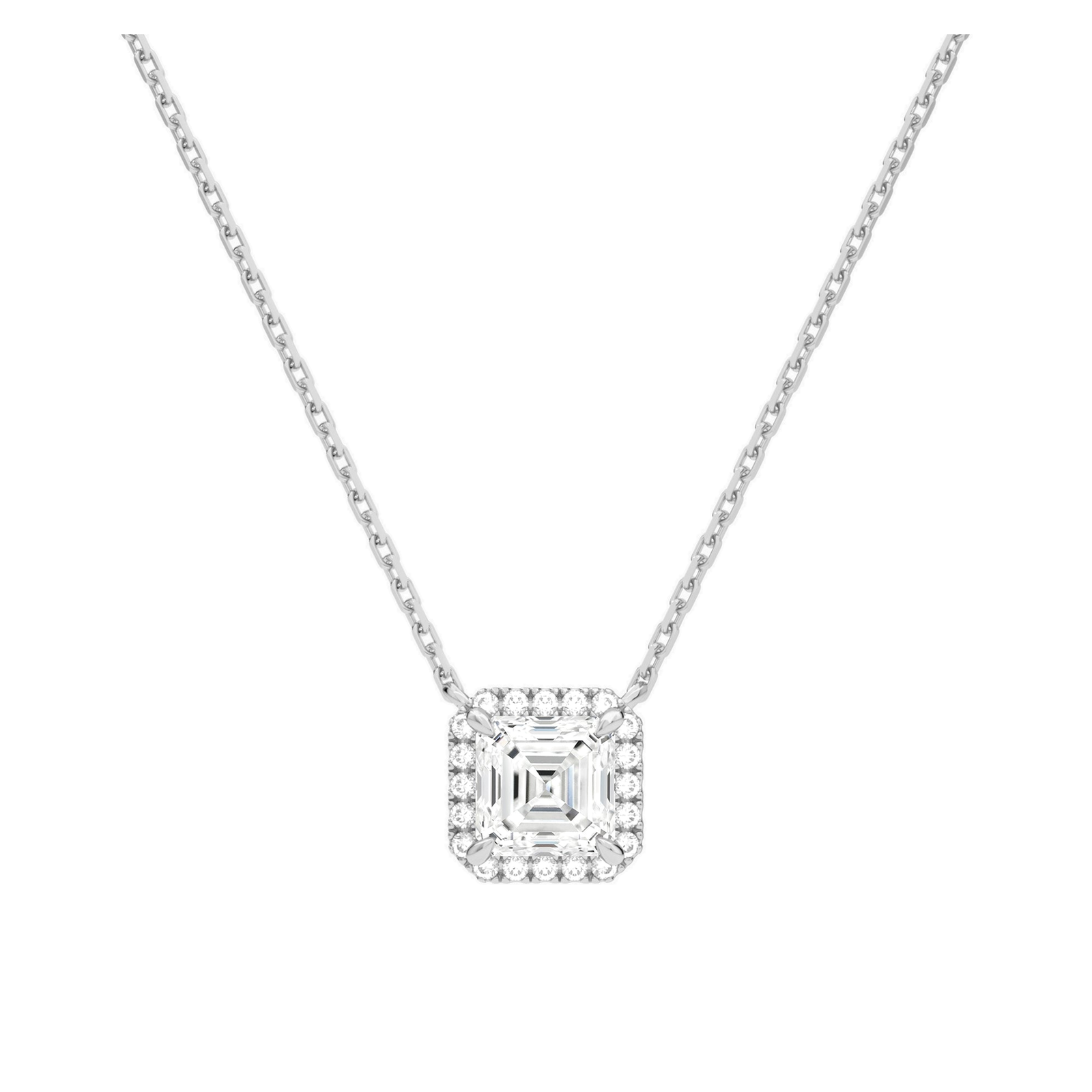 Jessa Halo Lab Grown Diamond Necklace in Platinum