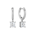 Cerelia Solitaire Drop Huggie Hoop Lab Grown Diamond Hoop Earrings in Platinum