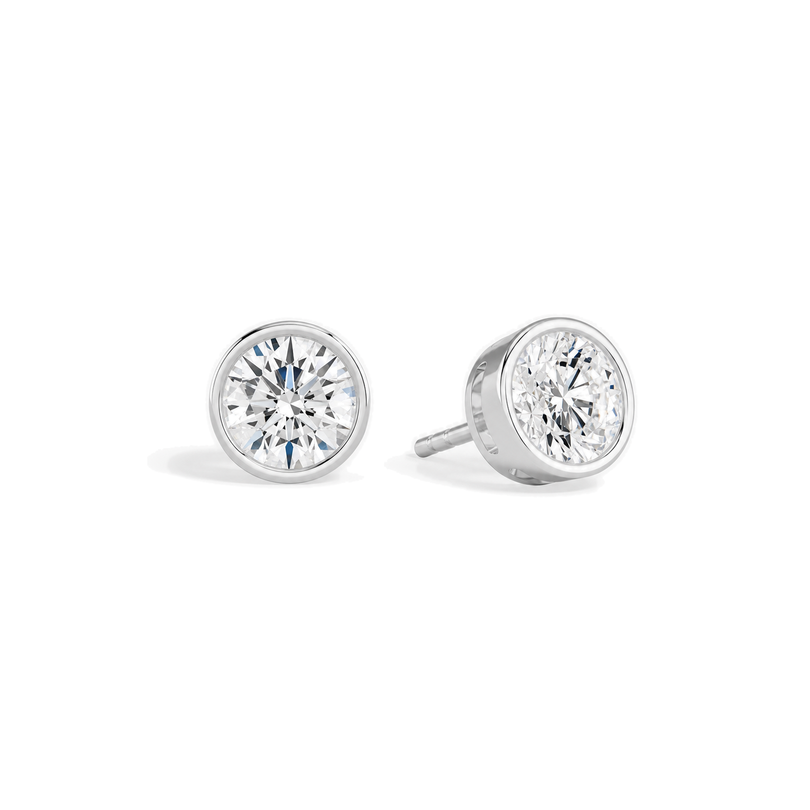 Jolie Bezel Solitaire Lab Grown Diamond Stud Earrings in 18K White Gold