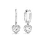 Allegra Halo Drop Huggie Hoop Lab Grown Diamond Hoop Earrings in Platinum
