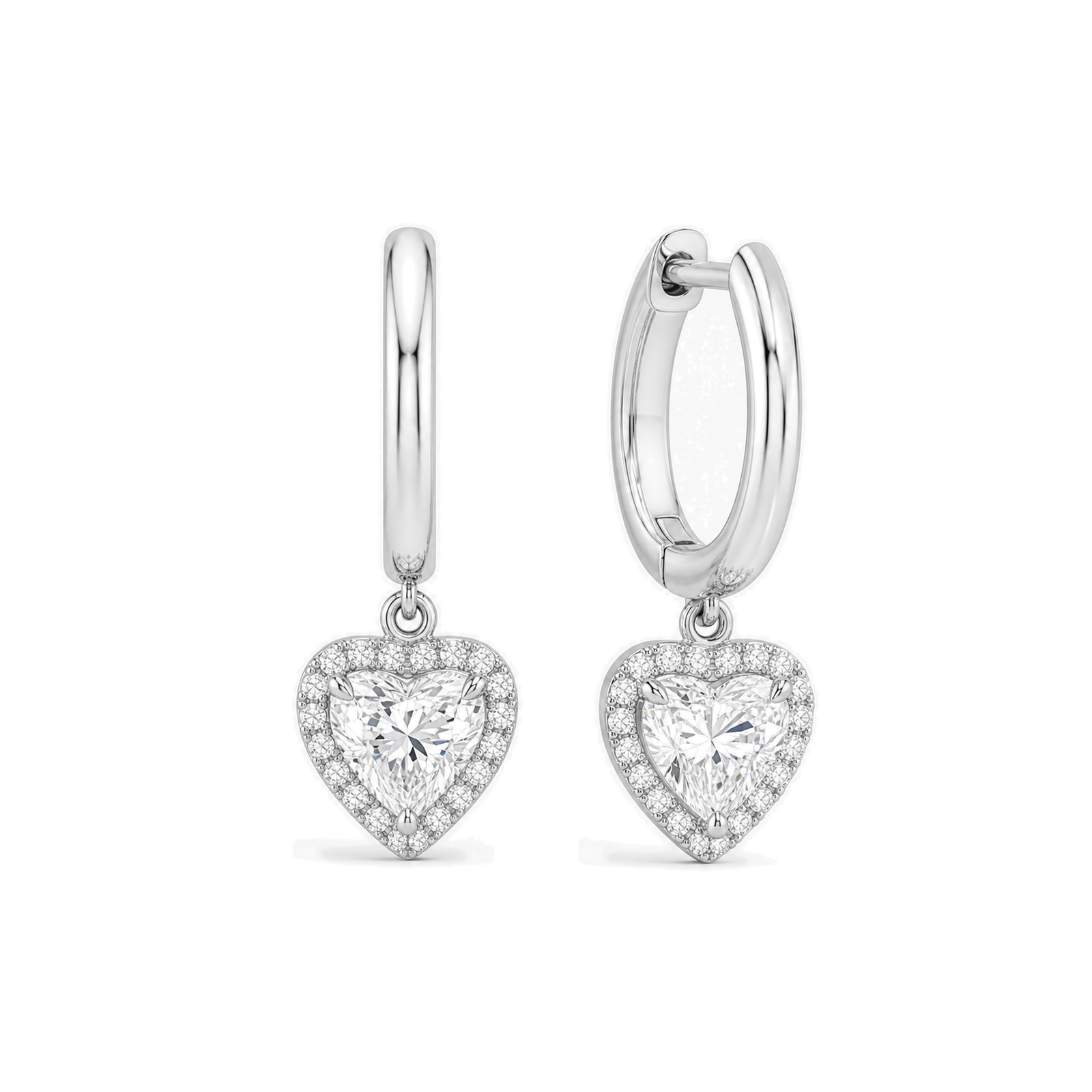 Allegra Halo Drop Huggie Hoop Lab Grown Diamond Hoop Earrings in Platinum