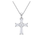 Milena Tapered Baguette Cross Lab Grown Diamond Pendant Necklace in 14K White Gold