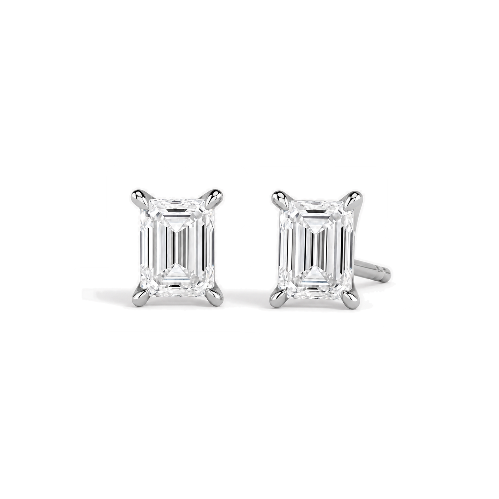 Eira Solitaire 4-Prong Lab Grown Diamond Stud Earrings in 14K White Gold