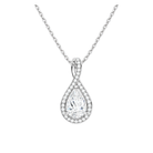 Lucina Halo Pave Twist Lab Grown Diamond Pendant Necklace in 14K White Gold