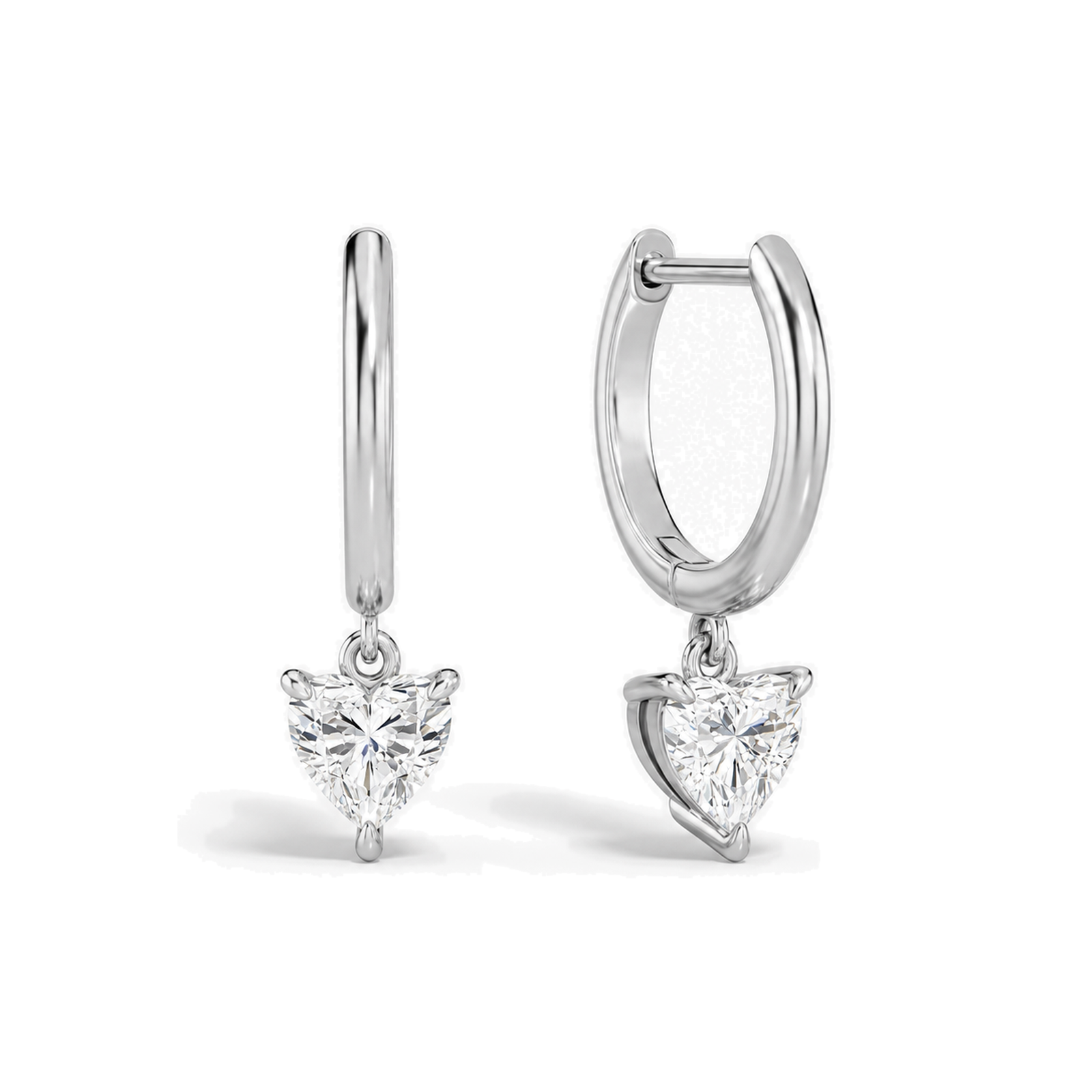 Cerelia Solitaire Drop Huggie Hoop Lab Grown Diamond Hoop Earrings in Platinum
