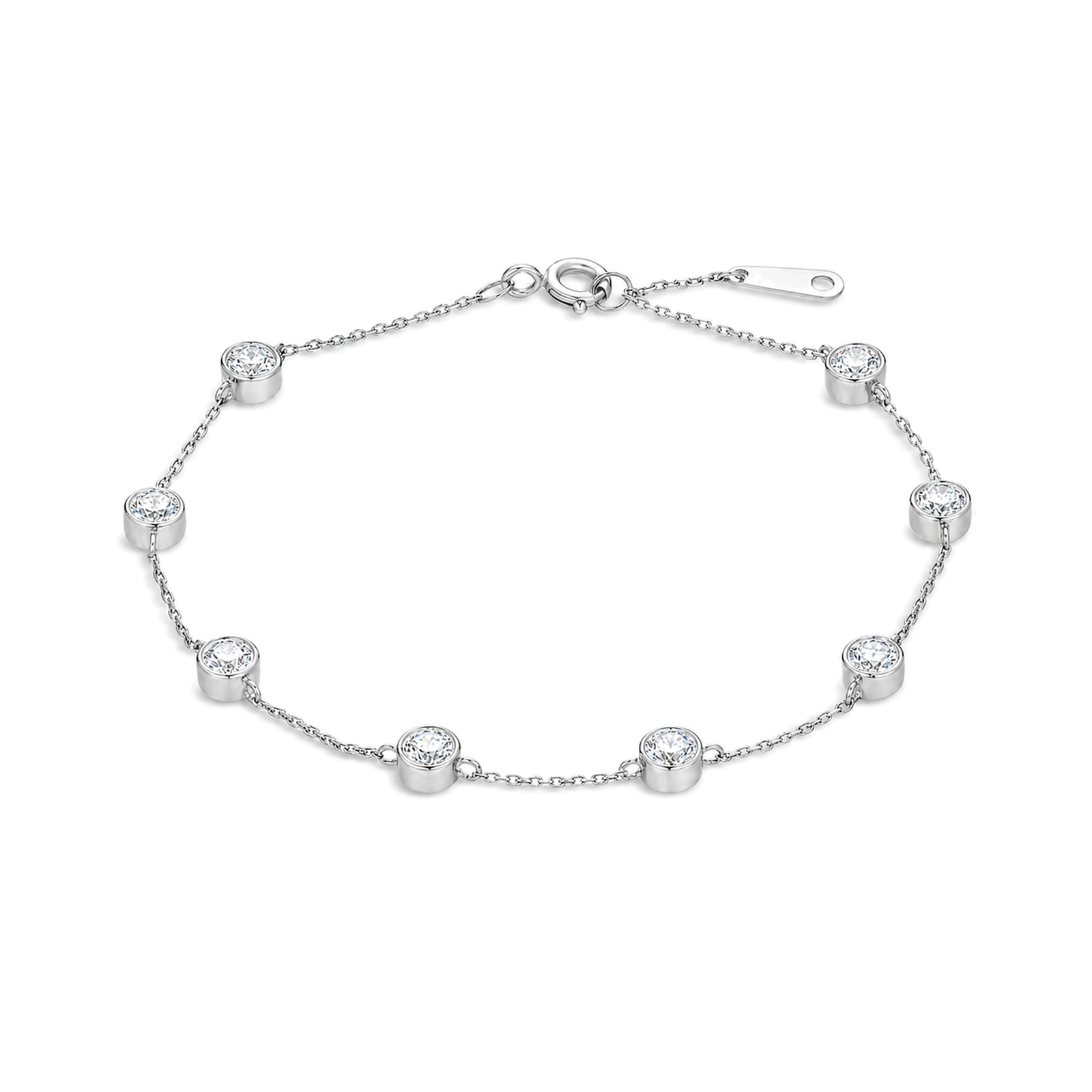 Noelle Brilliant Bezel Station Lab Grown Diamond Bracelet in 14K White Gold