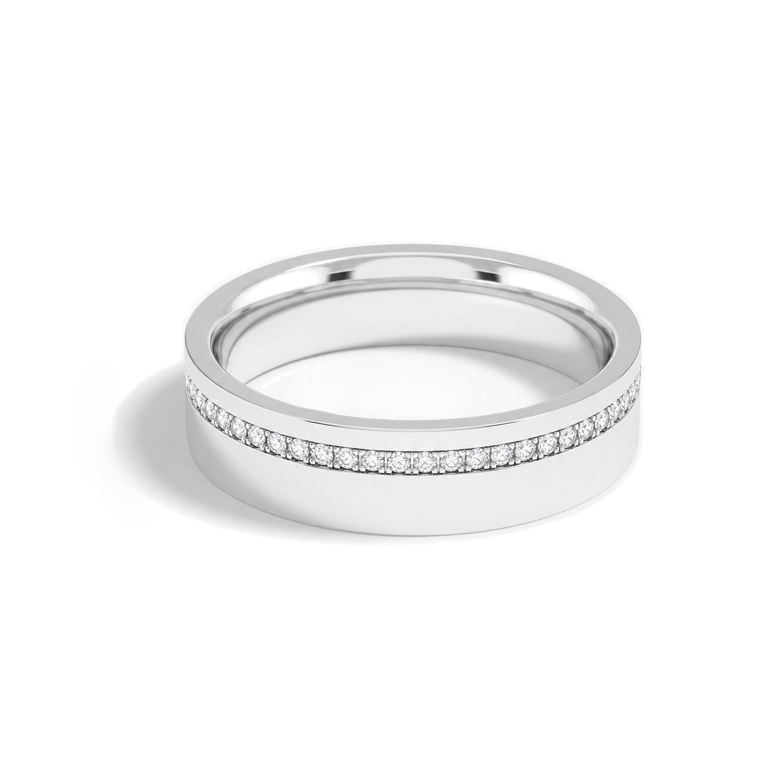 Hera Channel Flat Edge Eternity Lab Grown Diamond Wedding Band in 14K White Gold