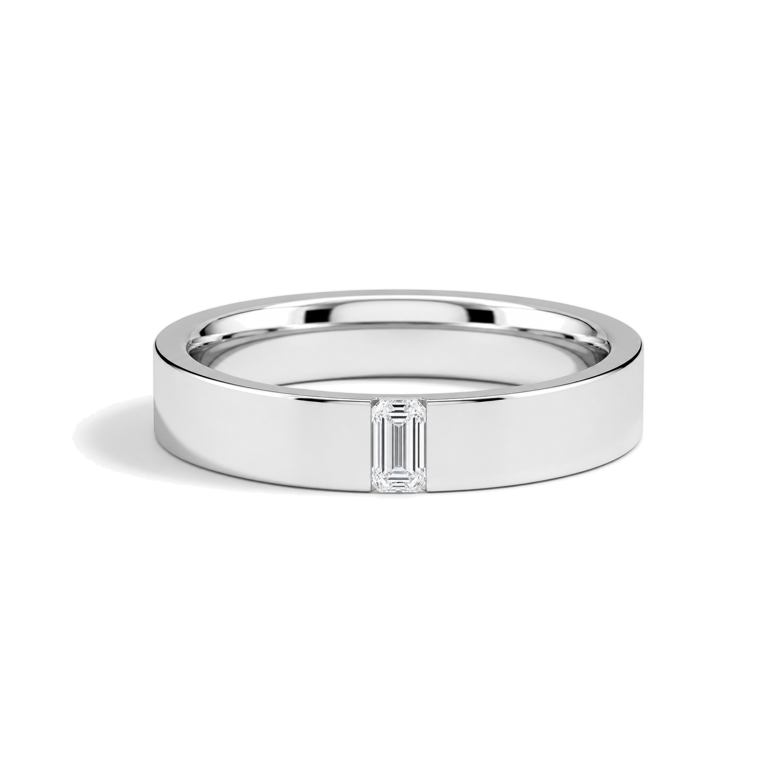 Juna Flat Edge Single Lab Grown Diamond Wedding Band in 18K White Gold