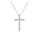 Yara French Pave Cross Lab Grown Diamond Pendant Necklace in 18K White Gold