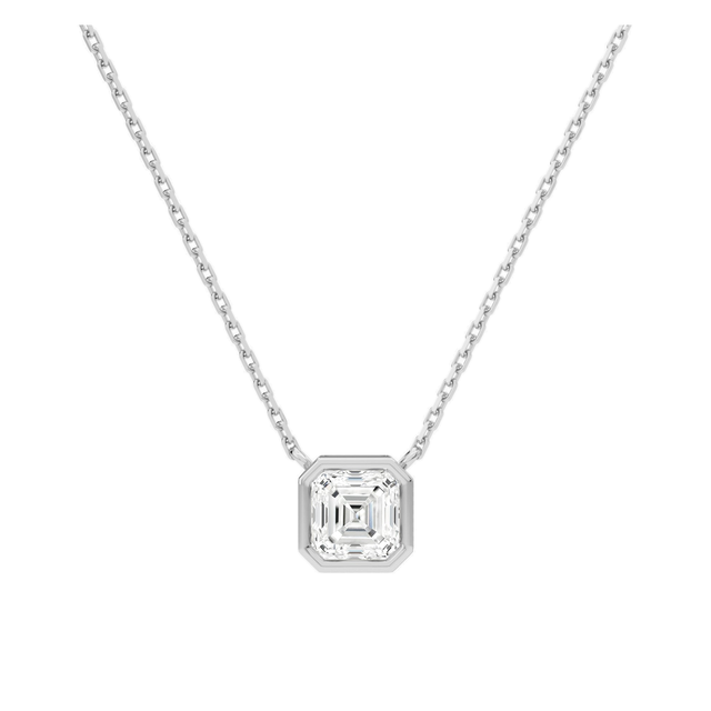 Sienna Bezel Solitaire Lab Grown Diamond Necklace in 14K White Gold