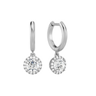Allegra Halo Drop Huggie Hoop Lab Grown Diamond Hoop Earrings in 14K White Gold