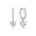 Fiorella Accented Drop Huggie Hoop Lab Grown Diamond Hoop Earrings in 18K White Gold