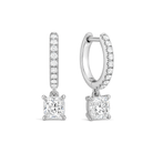 Fiorella Accented Drop Huggie Hoop Lab Grown Diamond Hoop Earrings in Platinum