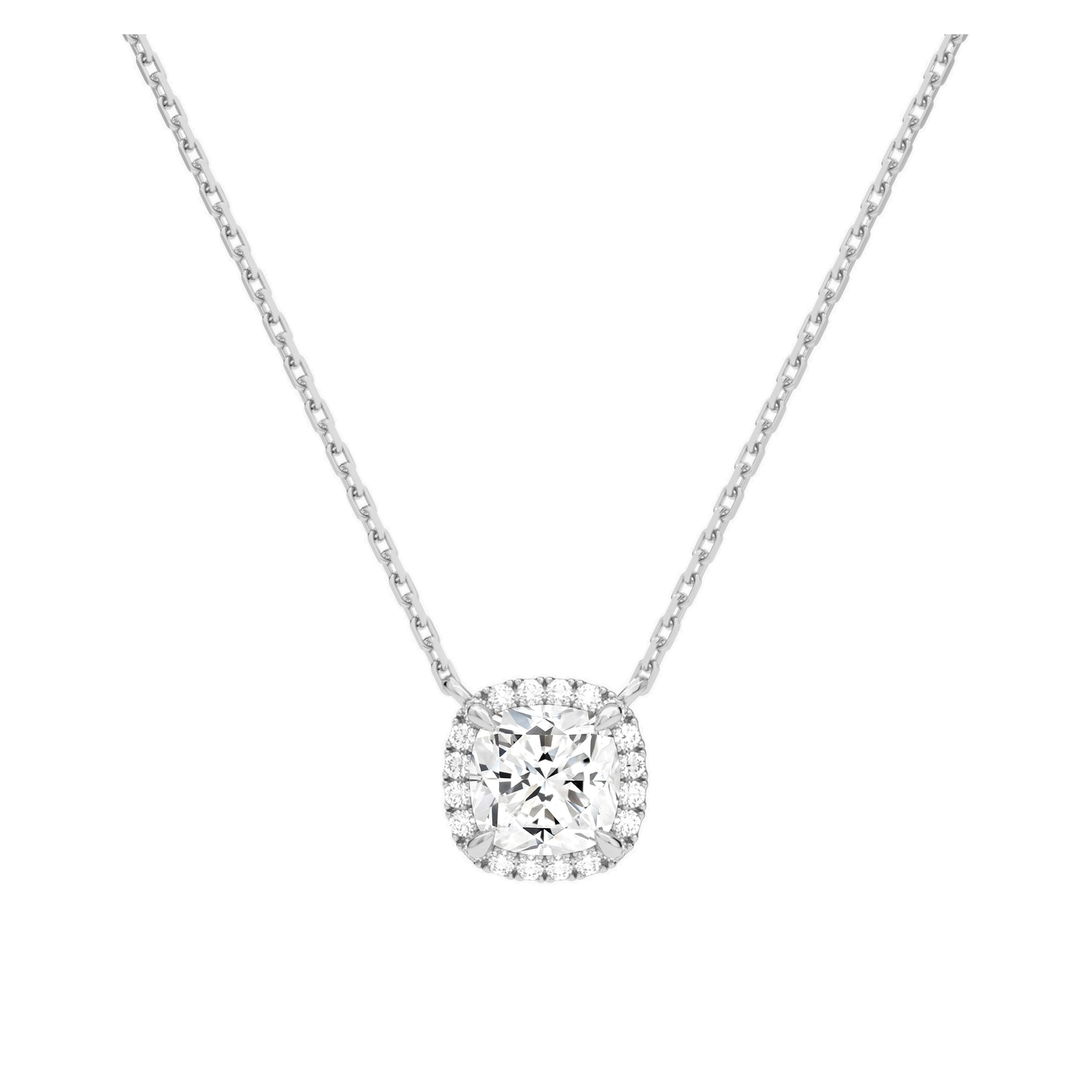 Jessa Halo Lab Grown Diamond Necklace in Platinum