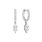 Fiorella Accented Drop Huggie Hoop Lab Grown Diamond Hoop Earrings in 18K White Gold