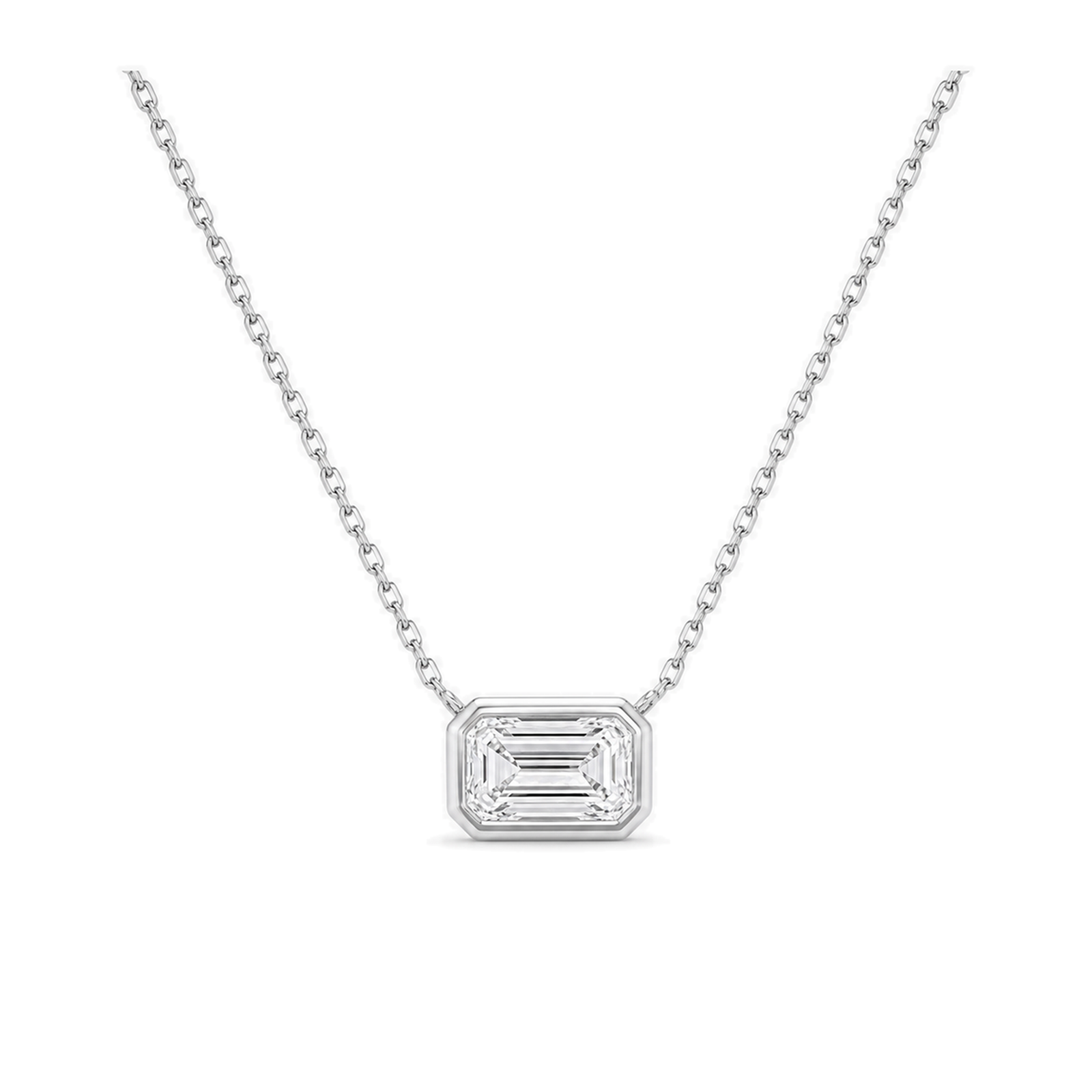 Sienna Bezel Solitaire Lab Grown Diamond Necklace in 14K White Gold