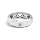 Perrine Faceted Single Lab Grown Diamond Wedding Band in 14K White Gold