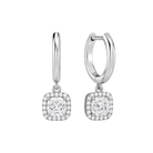 Allegra Halo Drop Huggie Hoop Lab Grown Diamond Hoop Earrings in Platinum