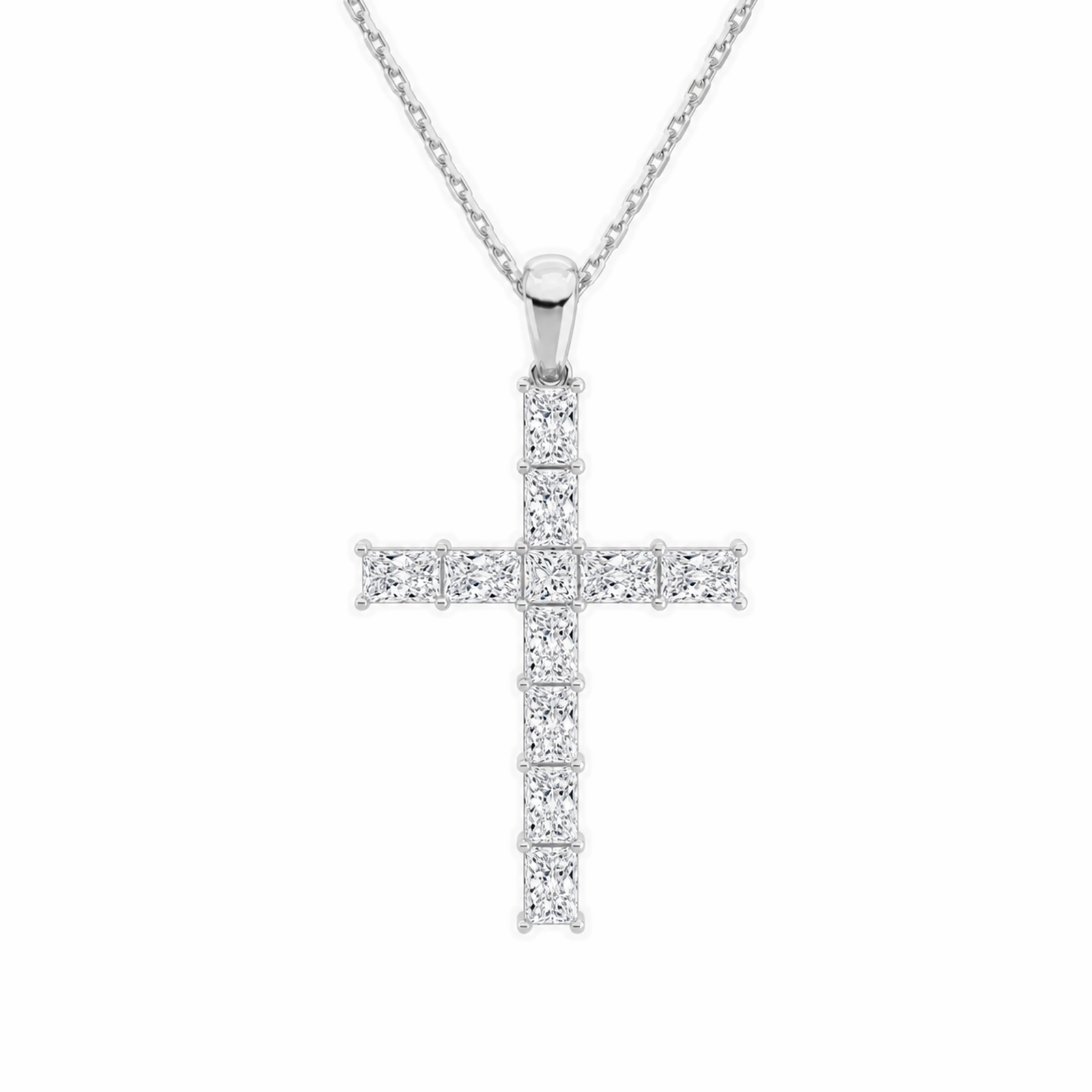 Ophira Mixed Cross Lab Grown Diamond Pendant Necklace in 18K White Gold