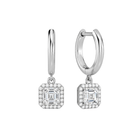 Allegra Halo Drop Huggie Hoop Lab Grown Diamond Hoop Earrings in 18K White Gold