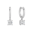 Cerelia Solitaire Drop Huggie Hoop Lab Grown Diamond Hoop Earrings in 18K White Gold
