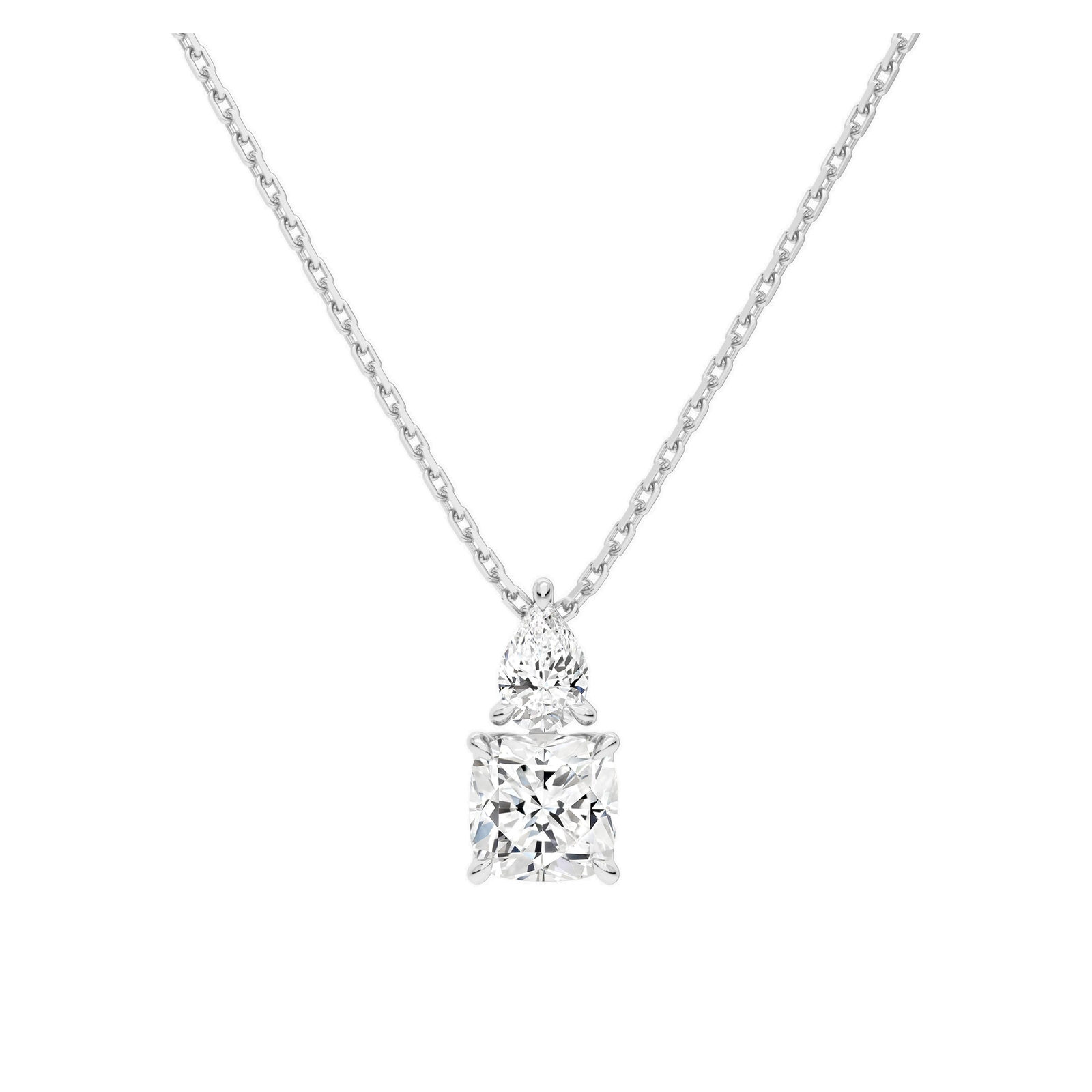 Valora Duo Drop Lab Grown Diamond Necklace in Platinum
