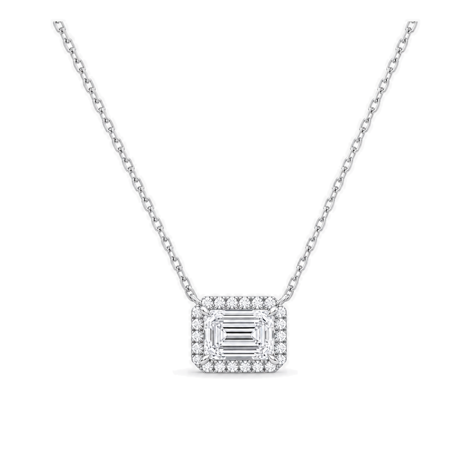 Jessa Halo Lab Grown Diamond Necklace in Platinum