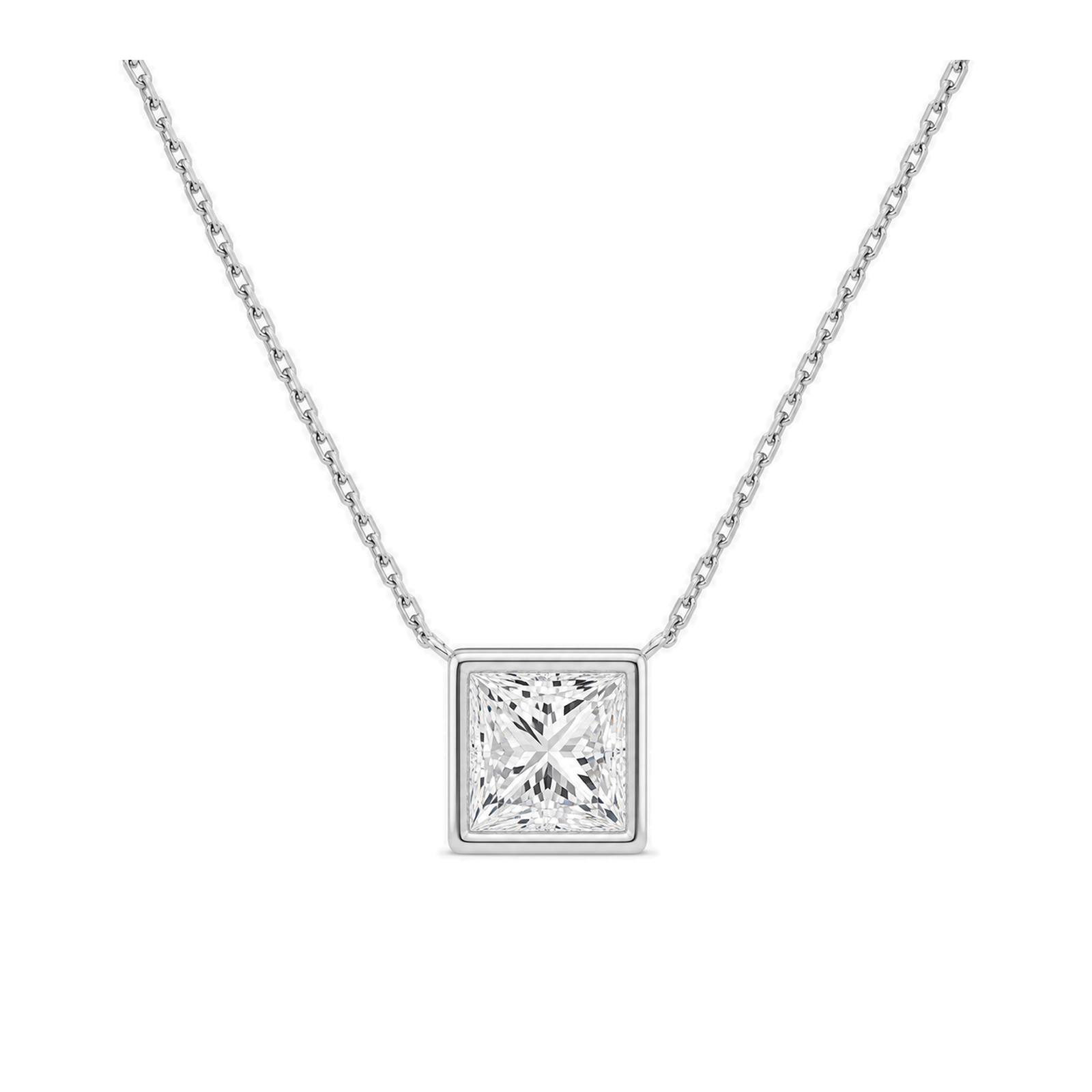 Sienna Bezel Solitaire Lab Grown Diamond Necklace in 14K White Gold