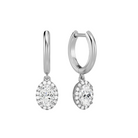 Allegra Halo Drop Huggie Hoop Lab Grown Diamond Hoop Earrings in 14K White Gold